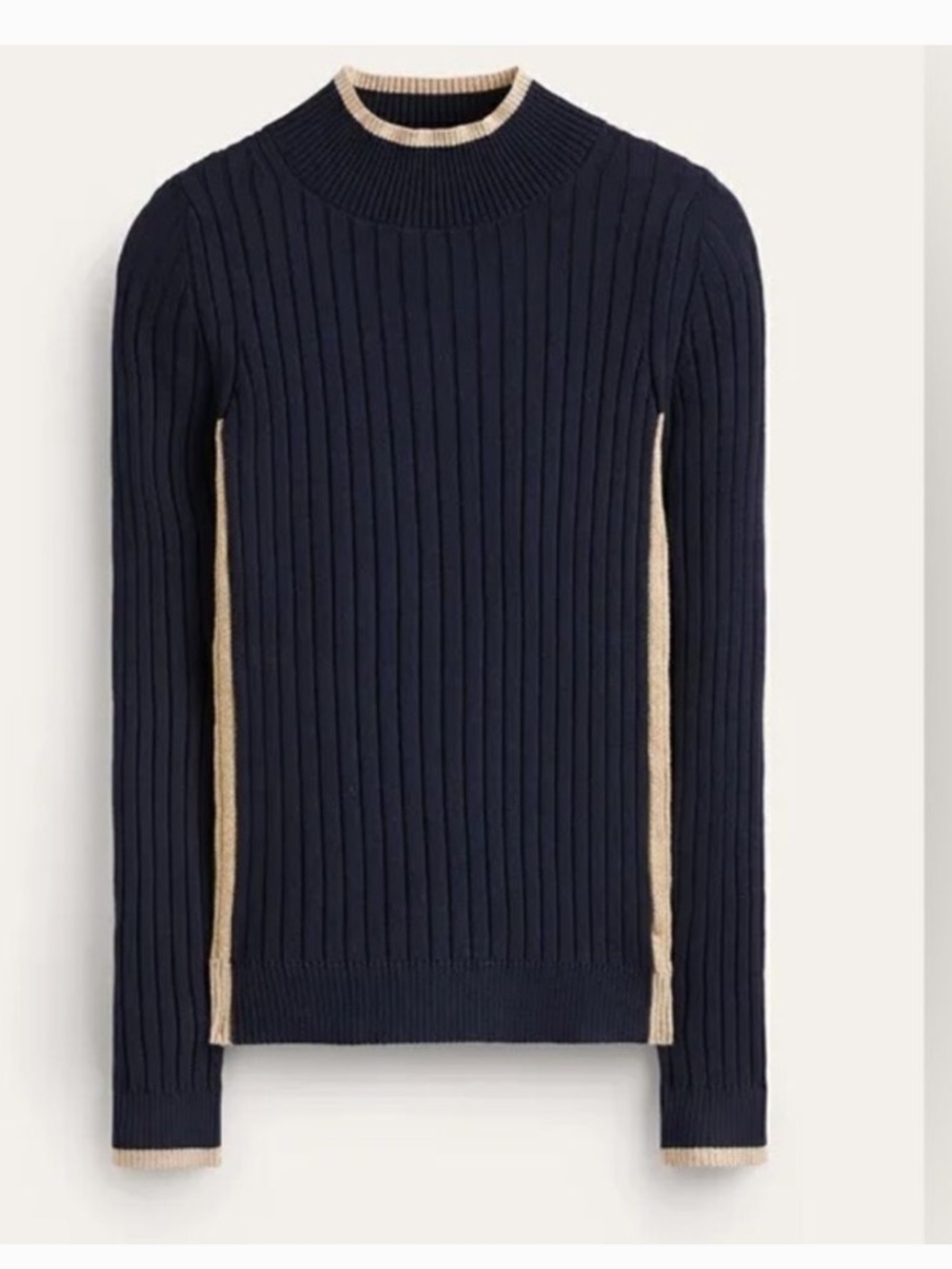 Boden Black Ribbed Turtleneck Sweater with Silver Trim
